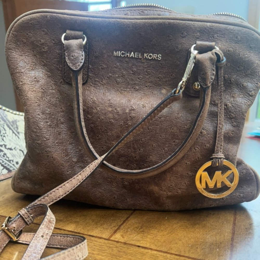 Michael Kors Ostrich Top Handle Crossbody Bag
